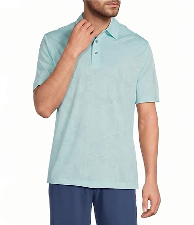 Roundtree & Yorke Performance Short Sleeve Floral Jacquard Polo Shirt