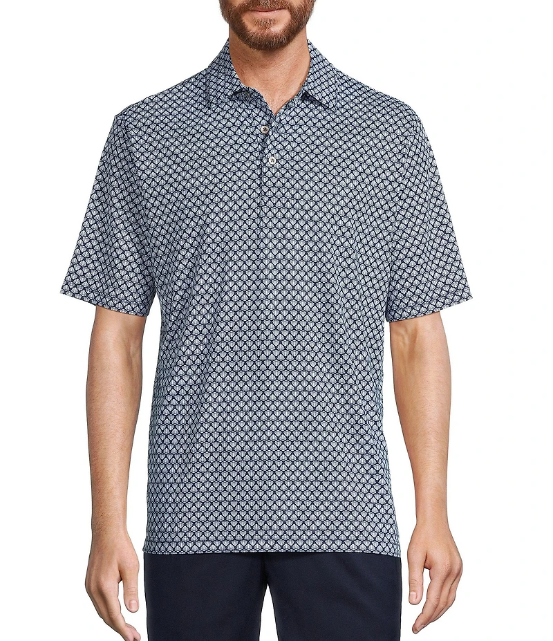 Roundtree & Yorke Performance Short Sleeve Floral Print Polo Shirt
