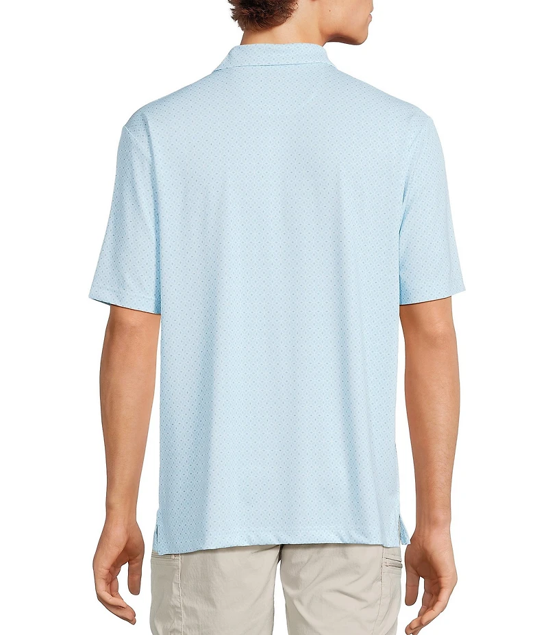 Roundtree & Yorke Performance Short Sleeve Geo Print Polo Shirt