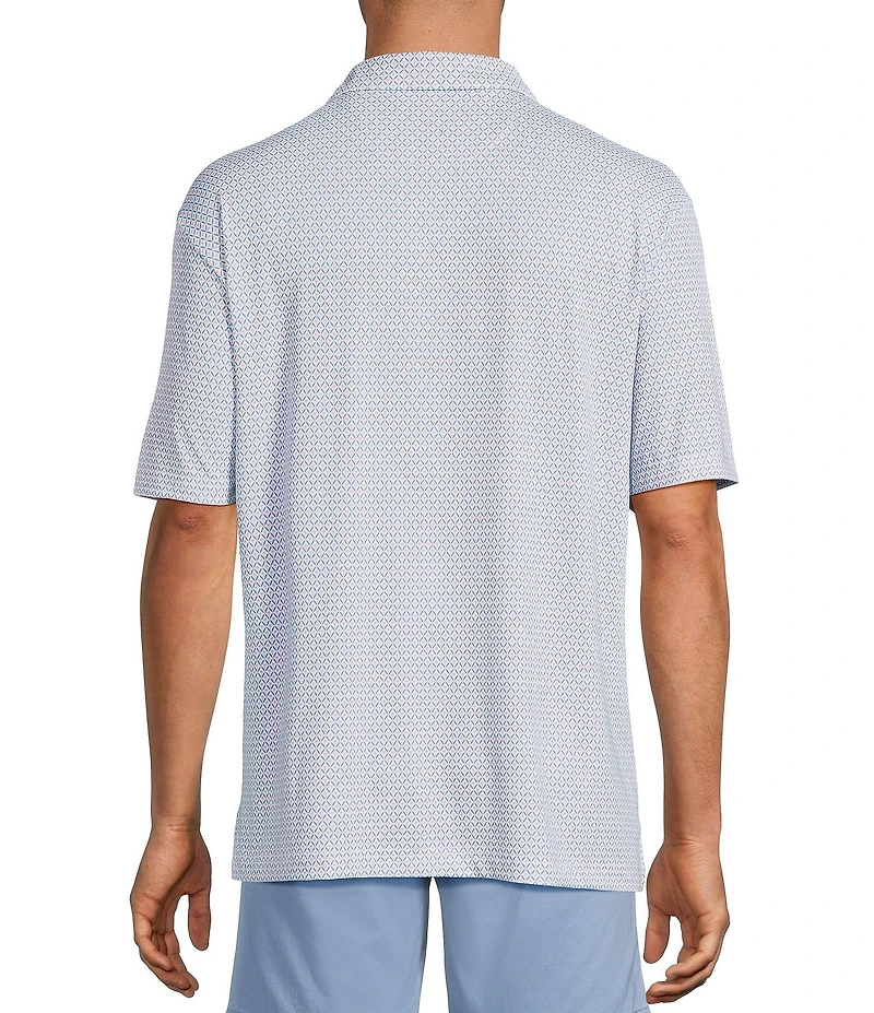 Roundtree & Yorke Performance Short Sleeve Geo Print Polo Shirt