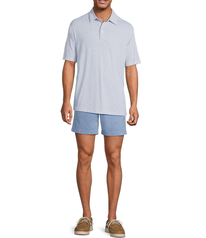 Roundtree & Yorke Performance Short Sleeve Geo Print Polo Shirt
