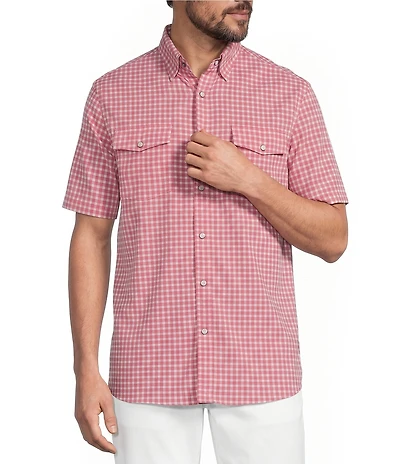 Roundtree & Yorke Performance Short Sleeve Gingham Sport Shirt