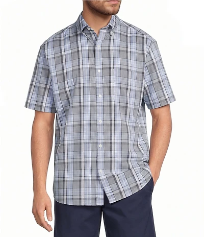 Roundtree & Yorke Performance Short Sleeve Plaid Twill Sport Shirt