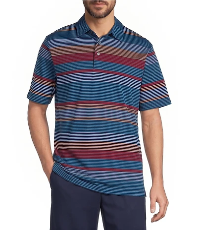 Roundtree & Yorke Performance Short Sleeve Large Stripe Polo