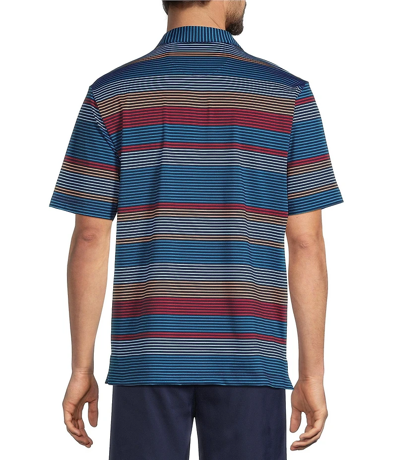Roundtree & Yorke Performance Short Sleeve Large Stripe Polo