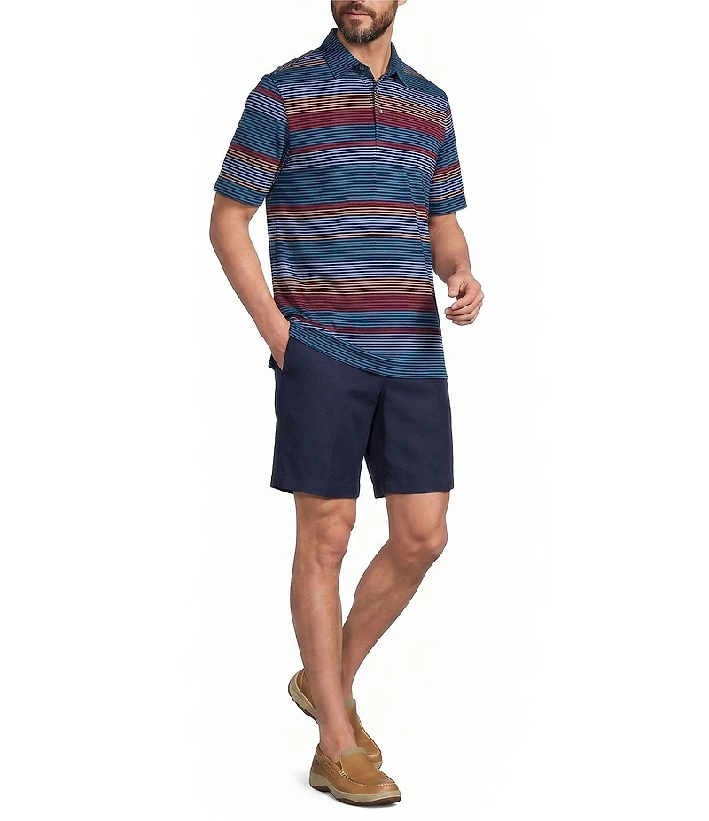 Roundtree & Yorke Performance Short Sleeve Large Stripe Polo