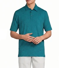 Roundtree & Yorke Performance Short Sleeve Leaf Print Polo Shirt