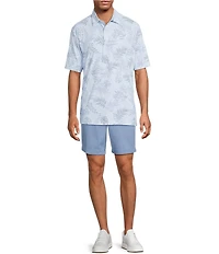 Roundtree & Yorke Performance Short Sleeve Leaf Stripe Print Polo Shirt