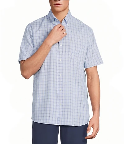 Roundtree & Yorke Performance Short Sleeve Mini Check Twill Sport Shirt