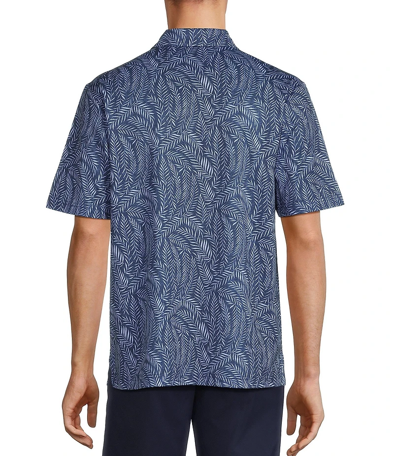 Roundtree & Yorke Performance Short Sleeve Mini Palm Leaf Print Polo Shirt
