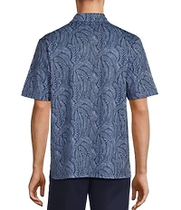 Roundtree & Yorke Performance Short Sleeve Mini Palm Leaf Print Polo Shirt