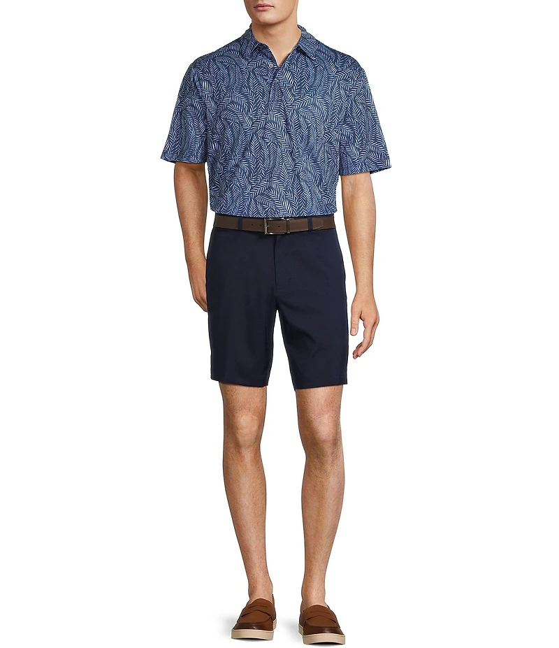 Roundtree & Yorke Performance Short Sleeve Mini Palm Leaf Print Polo Shirt