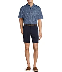 Roundtree & Yorke Performance Short Sleeve Mini Palm Leaf Print Polo Shirt