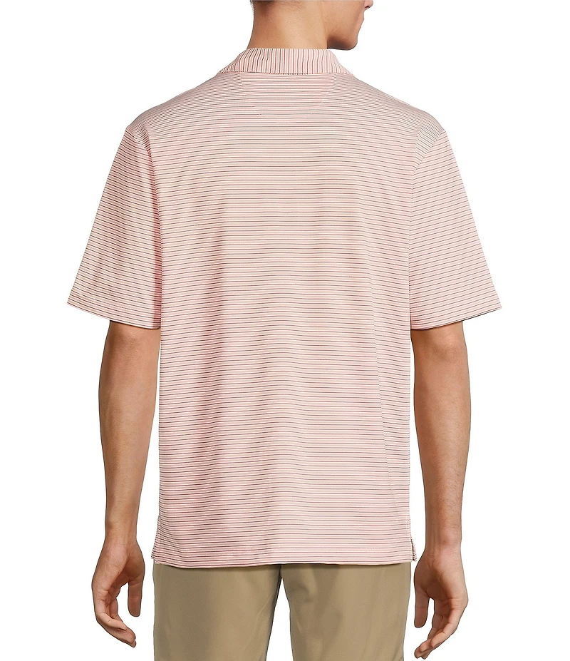 Roundtree & Yorke Performance Short Sleeve Mini Stripe Polo Shirt