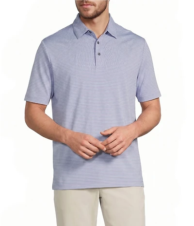 Roundtree & Yorke Performance Short Sleeve Multi Stripe Polo Shirt