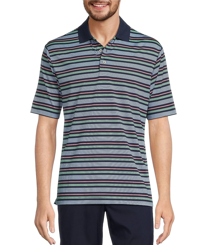 Roundtree & Yorke Performance Short Sleeve Stripe Polo Shirt
