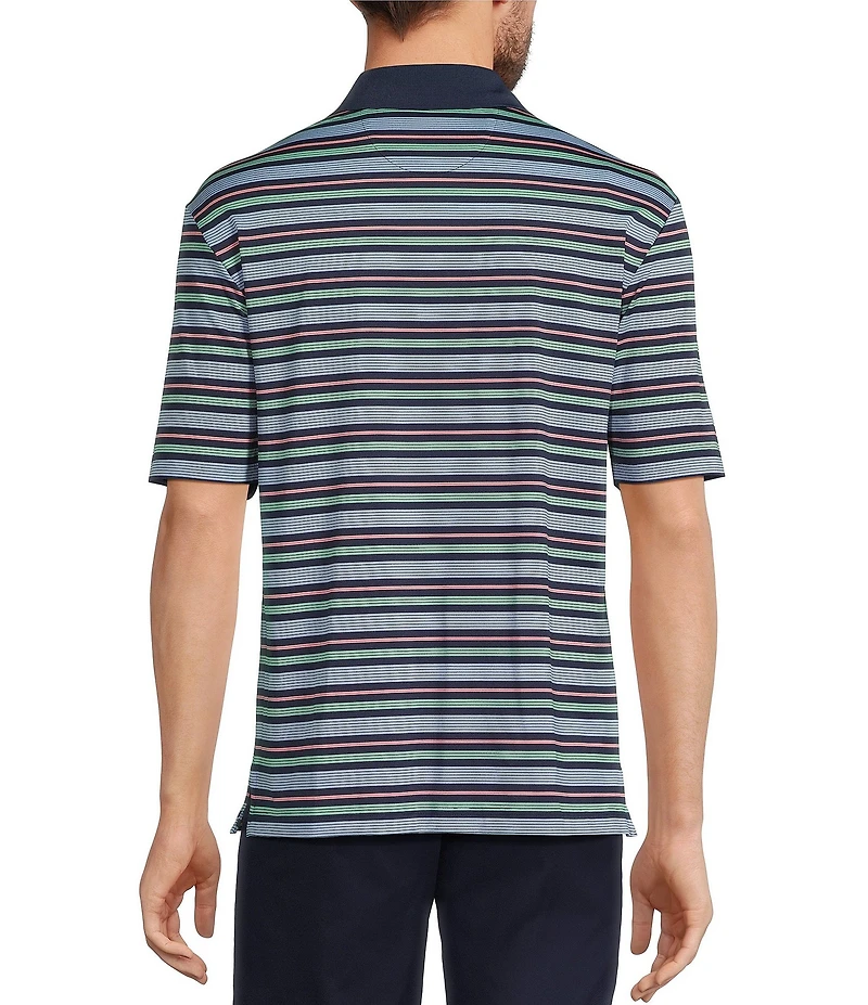 Roundtree & Yorke Performance Short Sleeve Stripe Polo Shirt
