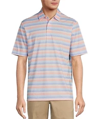Roundtree & Yorke Performance Short Sleeve Stripe Print Polo Shirt