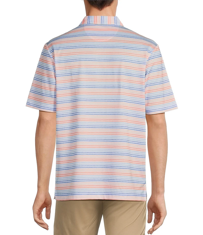 Roundtree & Yorke Performance Short Sleeve Stripe Print Polo Shirt