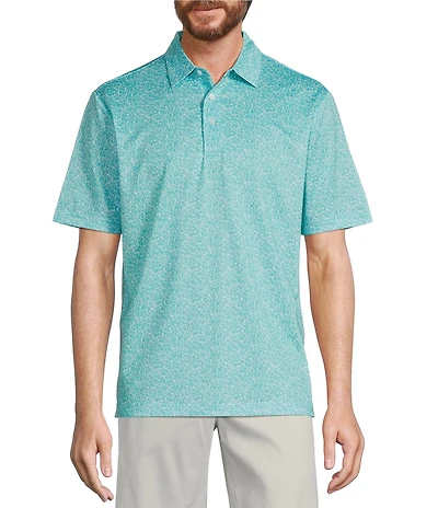 Roundtree & Yorke Performance Short Sleeve Outline Floral Print Polo Shirt