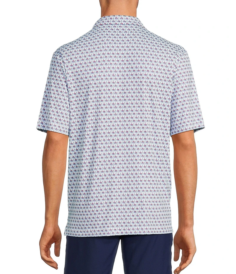 Roundtree & Yorke Performance Short Sleeve Pickleball Print Polo Shirt