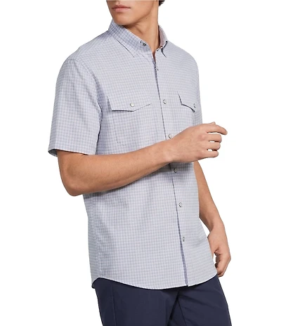 Roundtree & Yorke Performance Short Sleeve Plaid Sport Shirt