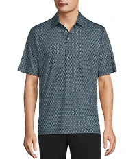 Roundtree & Yorke Performance Short Sleeve Racquet Print Polo Shirt