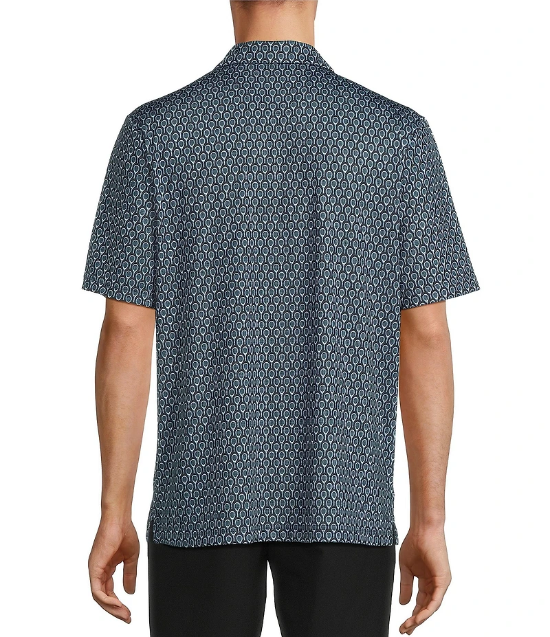 Roundtree & Yorke Performance Short Sleeve Racquet Print Polo Shirt