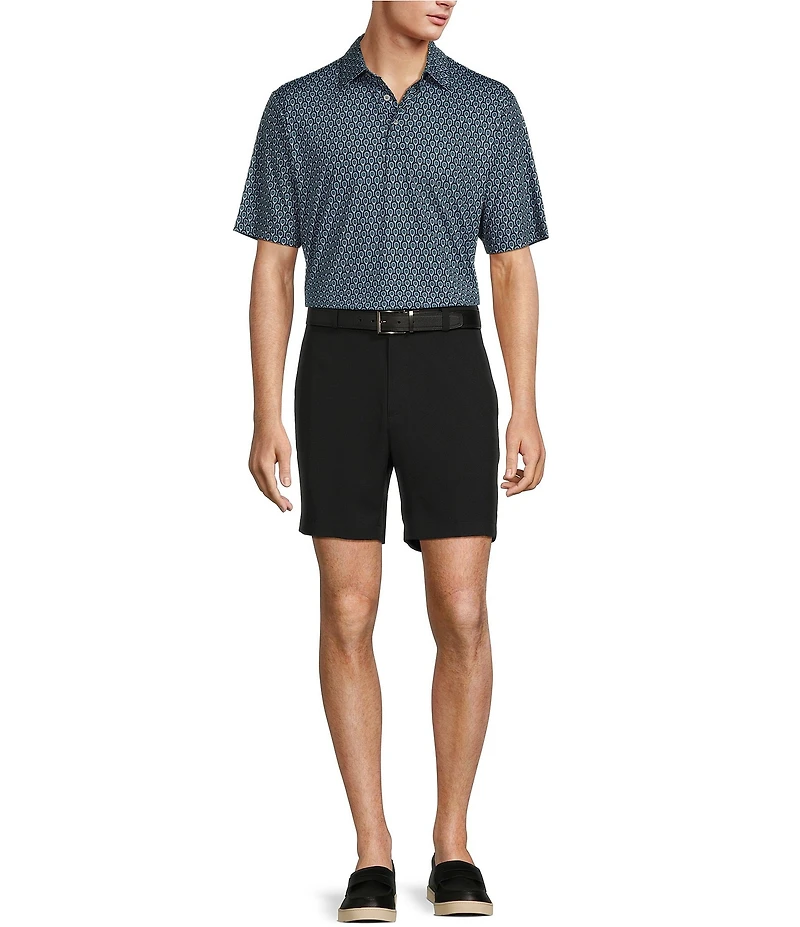 Roundtree & Yorke Performance Short Sleeve Racquet Print Polo Shirt