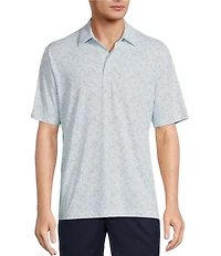 Roundtree & Yorke Performance Short Sleeve Shark Print Polo Shirt