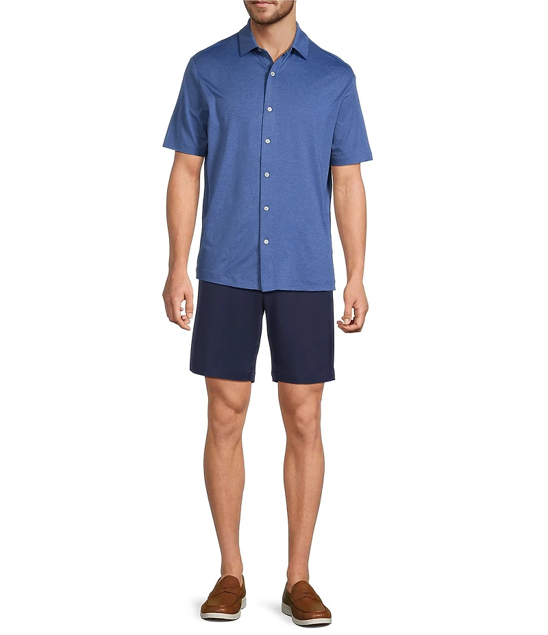Roundtree & Yorke Performance Short Sleeve Solid Button Front Shirt