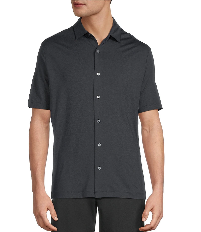 Roundtree & Yorke Performance Short Sleeve Solid Button Front Shirt
