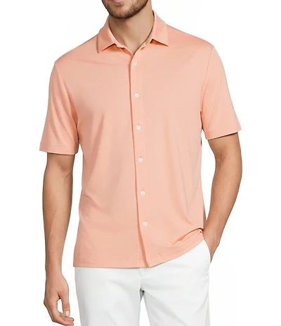 Roundtree & Yorke Performance Short Sleeve Solid Button Front Shirt