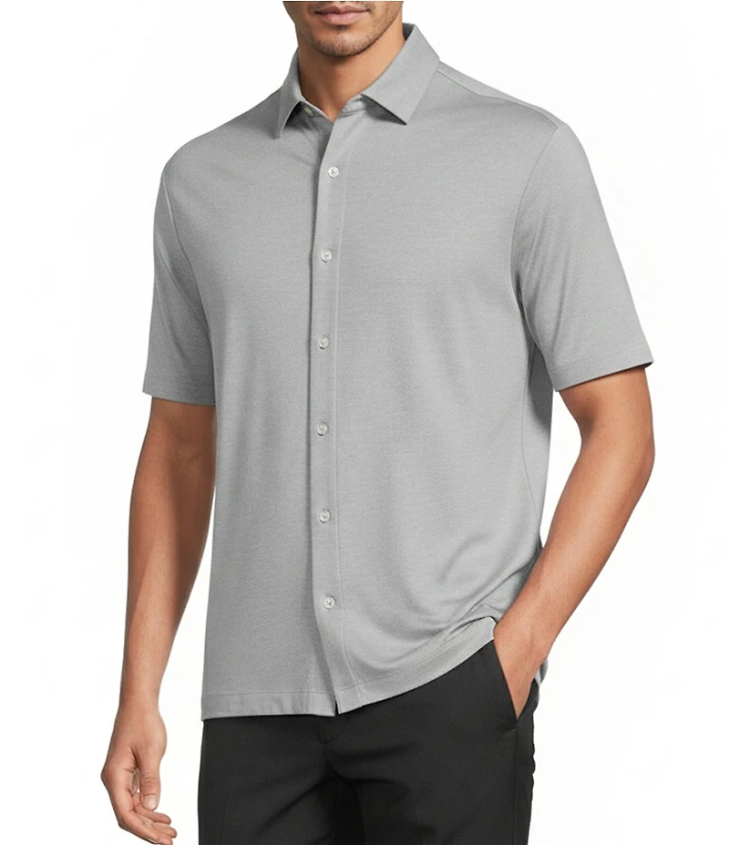 Roundtree & Yorke Performance Short Sleeve Solid Button Front Shirt