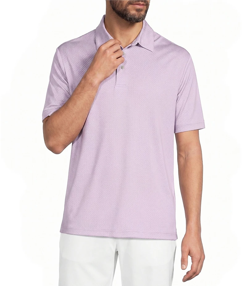 Roundtree & Yorke Performance Short Sleeve Square Pattern Polo Shirt