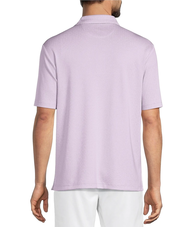 Roundtree & Yorke Performance Short Sleeve Square Pattern Polo Shirt