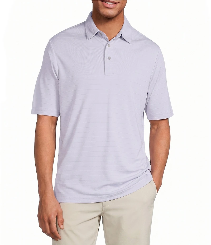 Roundtree & Yorke Performance Short Sleeve Stripe Jacquard Polo Shirt