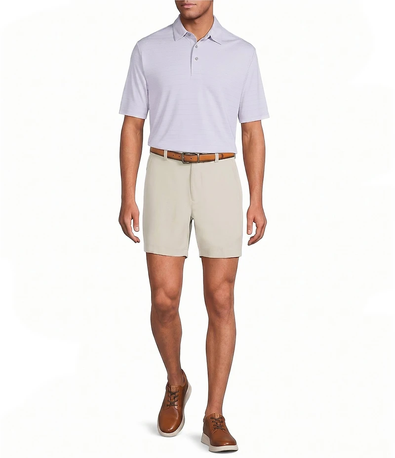 Roundtree & Yorke Performance Short Sleeve Stripe Jacquard Polo Shirt