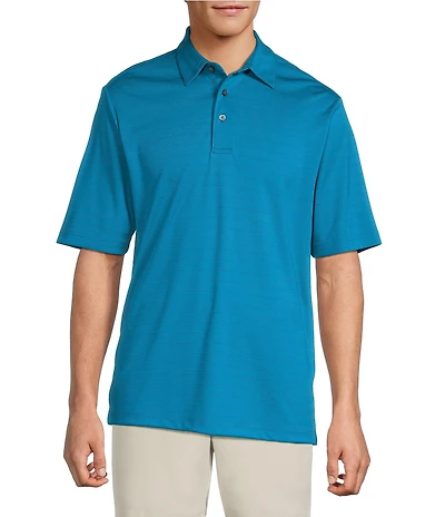 Roundtree & Yorke Performance Short Sleeve Stripe Jacquard Polo Shirt