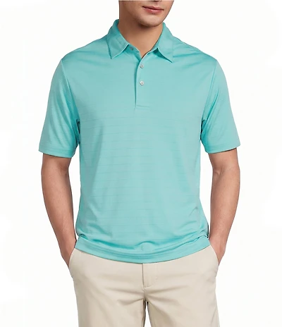 Roundtree & Yorke Performance Short Sleeve Stripe Jacquard Polo Shirt