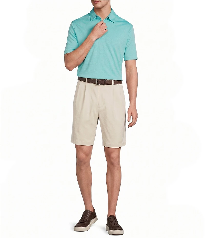Roundtree & Yorke Performance Short Sleeve Stripe Jacquard Polo Shirt