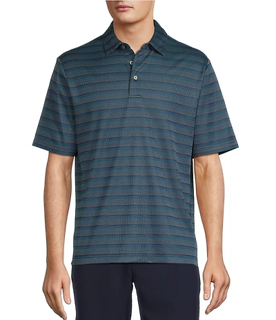 Roundtree & Yorke Performance Short Sleeve Stripe Jacquard Polo Shirt
