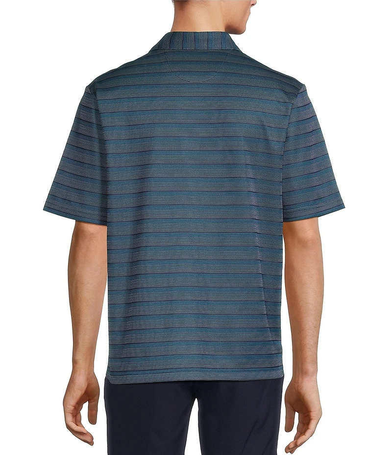 Roundtree & Yorke Performance Short Sleeve Stripe Jacquard Polo Shirt