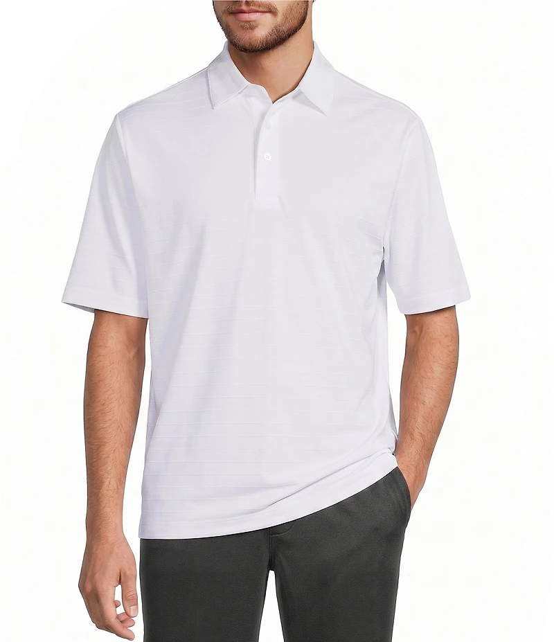 Roundtree & Yorke Performance Short Sleeve Stripe Jacquard Polo Shirt