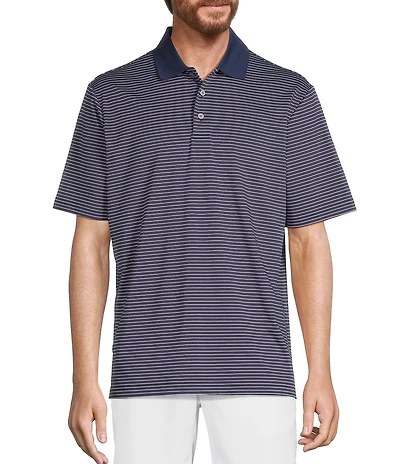 Roundtree & Yorke Performance Short Sleeve Stripe Polo Shirt