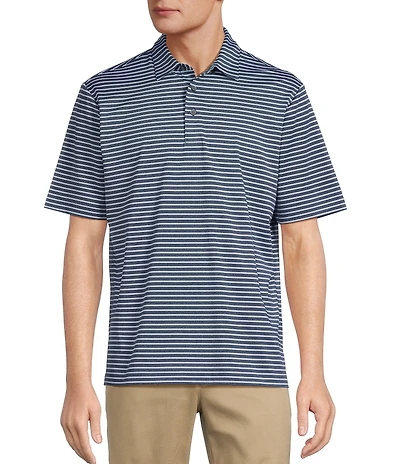 Roundtree & Yorke Performance Short Sleeve Stripe Print Polo Shirt