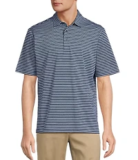 Roundtree & Yorke Performance Short Sleeve Stripe Print Polo Shirt