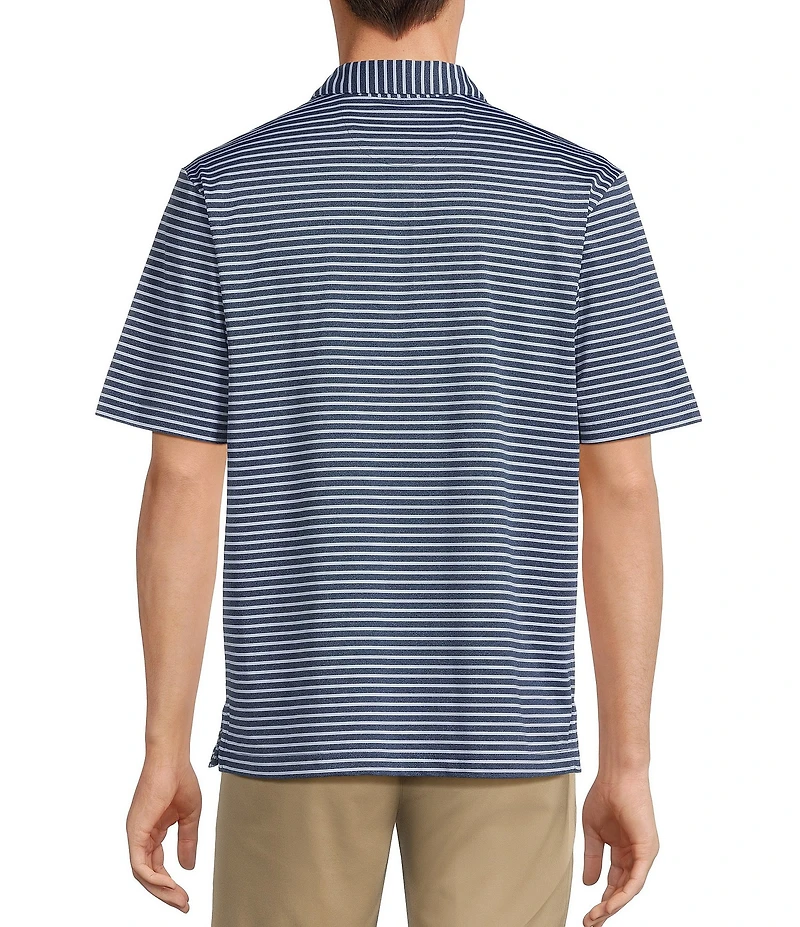 Roundtree & Yorke Performance Short Sleeve Stripe Print Polo Shirt