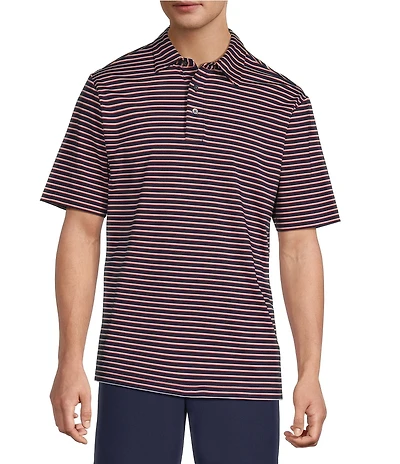 Roundtree & Yorke Performance Short Sleeve Striped Polo Shirt