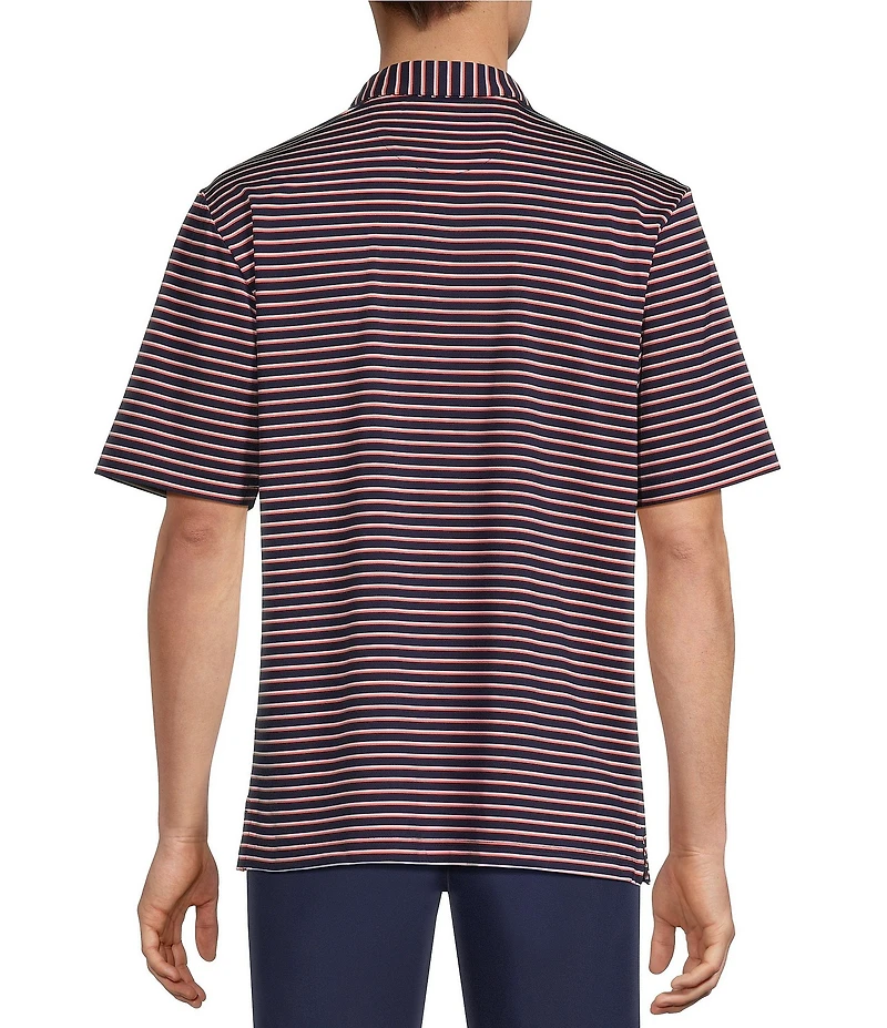 Roundtree & Yorke Performance Short Sleeve Striped Polo Shirt